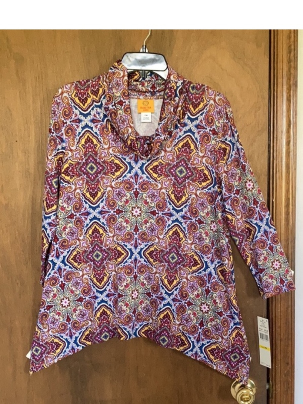 Ruby Rd paisley floral print top pullover with stretch boho casual office